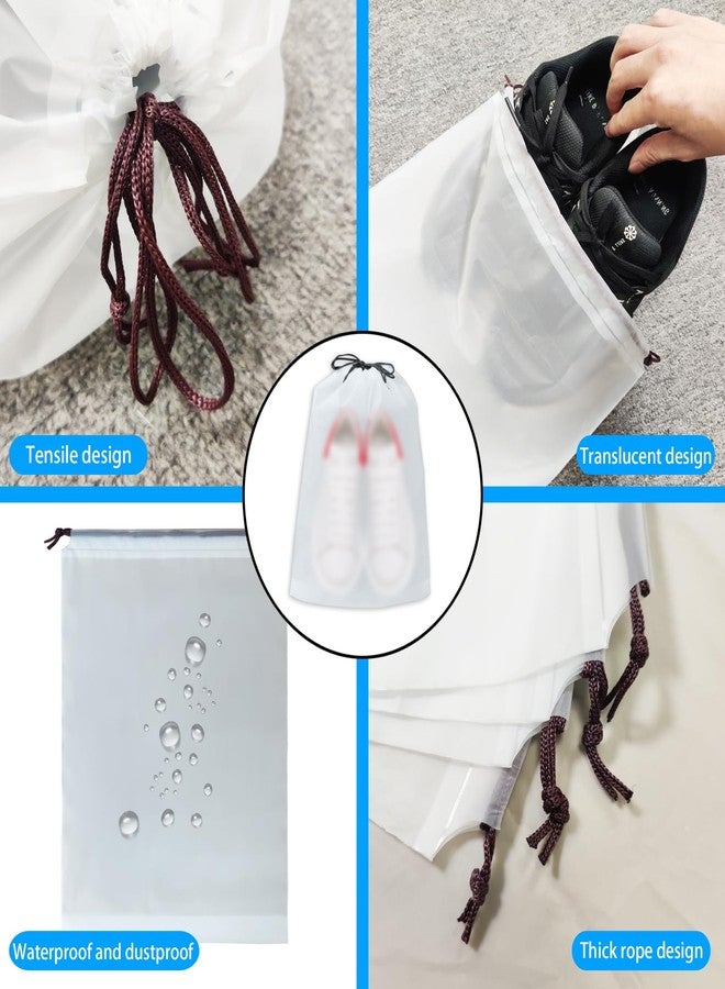 Ajedrmy Clear Travel Shoe Bags, 15.7 x 11.8 inches, Drawstring, Waterproof, 5 Pack, Portable, White, ShB-01, White, Unisex Adults - Image 3